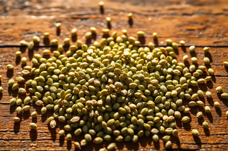Coriander Seeds displayed in a vibrant and detailed close-up for quality and freshness